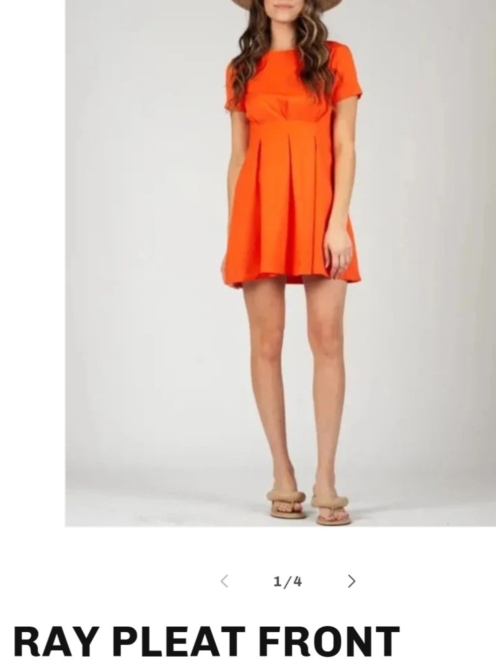 Lucca Couture Short-Sleeve Pleated Mini Dress - Bright Orange